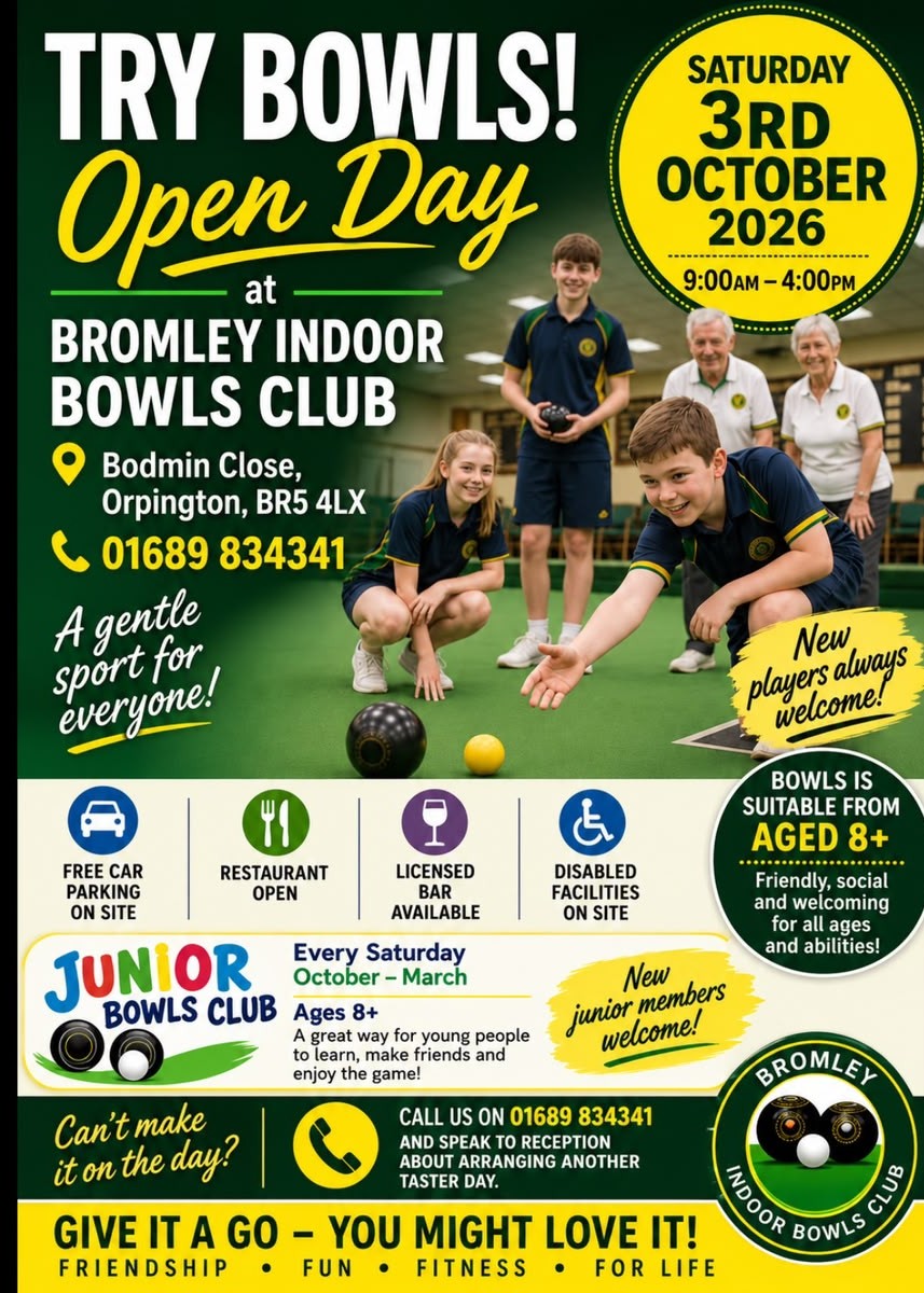 Open Day at the Bromley Indoor Bowls Club 2026