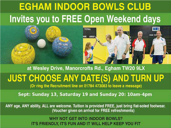 Egham Indoor Bowls Club Open Day 2026
