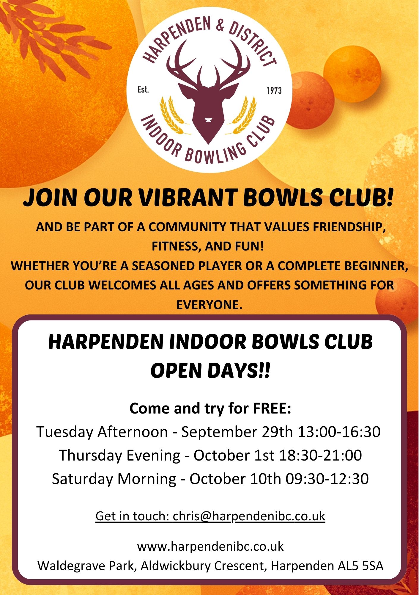 Harpenden Indoor Bowls Club Open Day 2026