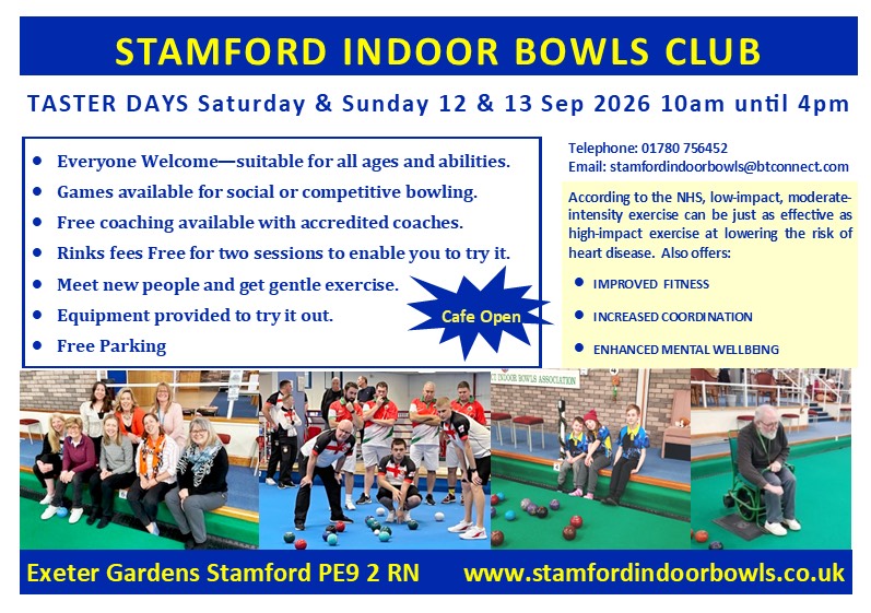 Stamford & District Indoor Bowls Club Taster Day 2026